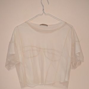 Cropped white T-shirt